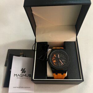 MAGNUS PETRONAS G-WAGON SILICONE- ORANGE STRAP SPINNING WHEEL 3D MEN'S WATCH